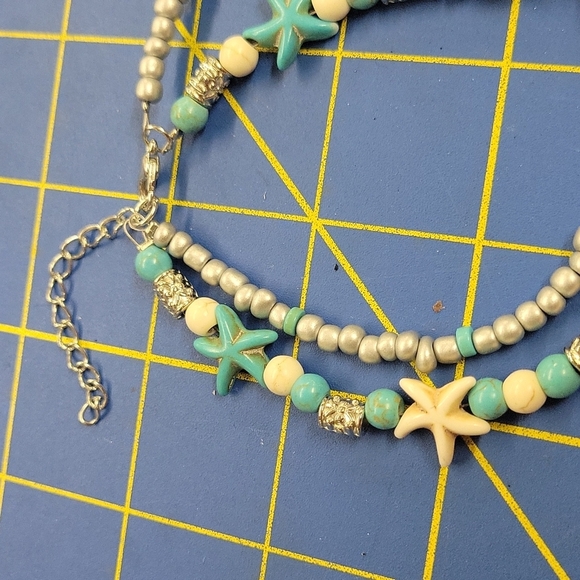 Faux Turquoise Sea Theme 9" Bracelet Beach Sea - Picture 3 of 3